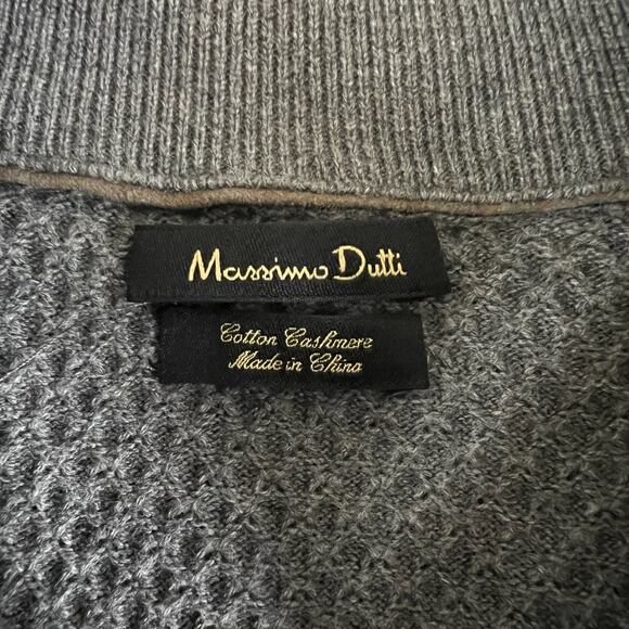 Massimo Dutti Men’s Gray Zip Up Sweater XL Cashmere Cotton Designer Knit Jacket - Picture 7 of 12